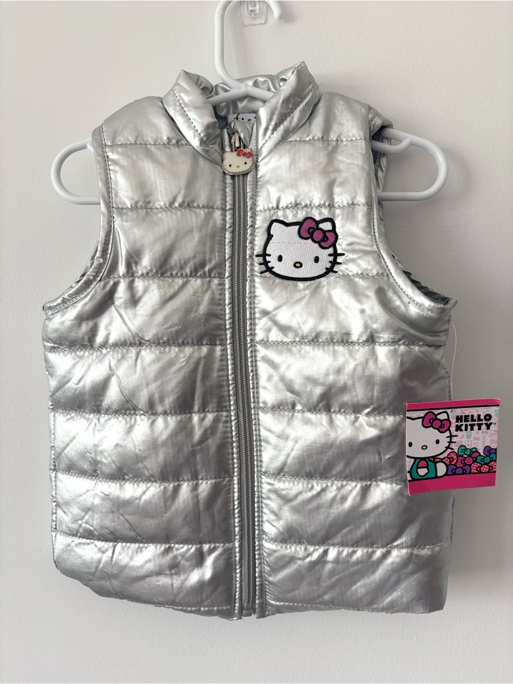 NWT Hello Kitty Puffer Vest Silver 3T